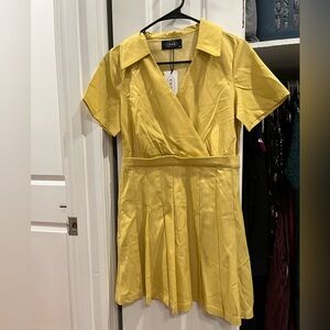 Yellow Cider Pleated Minidress